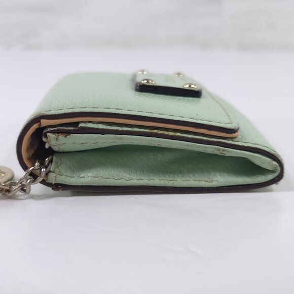 KATE SPADE NEW YORK MINT GREEN LEATHER COIN DARLA SMALL WALLET W/ KEYRING *FLAWS - Picture 7 of 16